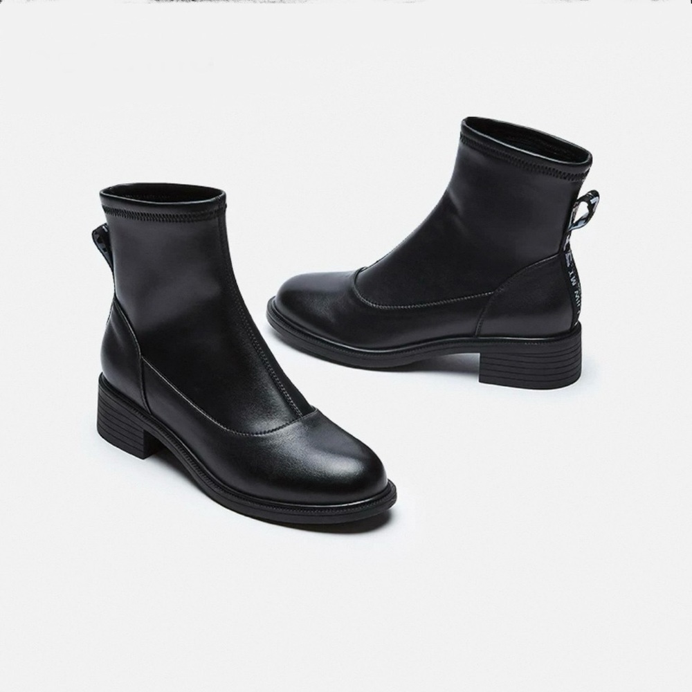 Chic Black Leather Ankle Boots